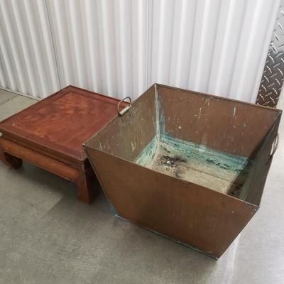 Copper Planter w/ Wooden Plant Stand (1018FR-KD)