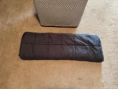 CLOTHES HAMPER, WEIGHTED BLANKET, WOOL BLANKET & FEATHER PILLOW