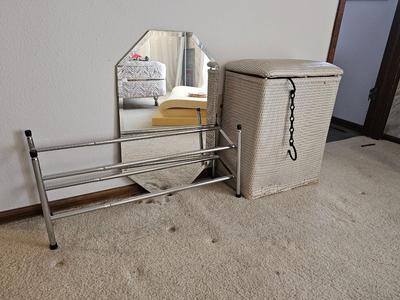 Laundry hamper with Mirror, shoe shelf and closet organizers
