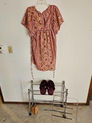 Nightgown with matching slippers - shoe rack and closet organization