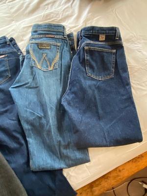 SIZE 14 WOMENS JEANS, WRANGLER, CRUEL GIRL, COLD WATER CREEK.