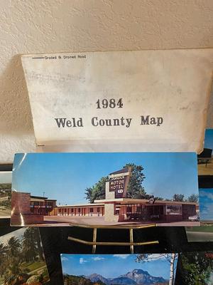 1984 WELD COUNTY MAP & VINTAGE POST CARDS