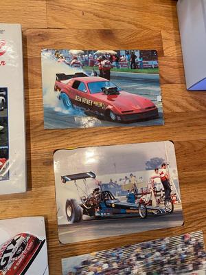 NHRA’S JOHN FORCE AUTOGRAPHED CARD ALONG WITH OTHERS AND AUTOMOBILE BOOKS