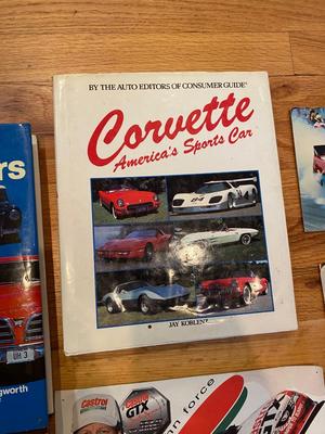 NHRA’S JOHN FORCE AUTOGRAPHED CARD ALONG WITH OTHERS AND AUTOMOBILE BOOKS