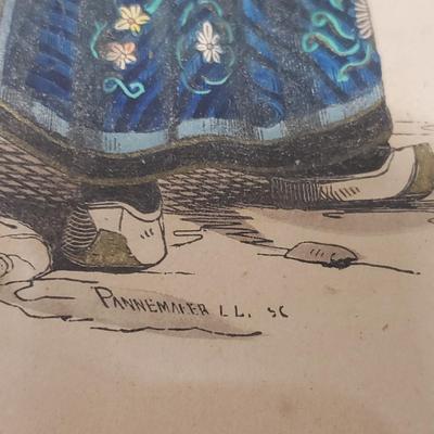 Four Glass Framed Asian Hand Painted Art (1018FR-KD)