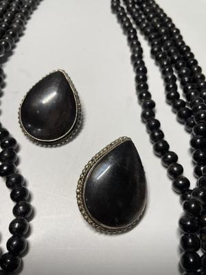Black/silver tone jewelry sets