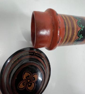 Vintage Burmese Lacquer Manuscript Scroll Holder Tube Container