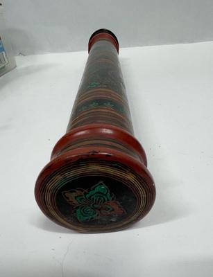 Vintage Burmese Lacquer Manuscript Scroll Holder Tube Container