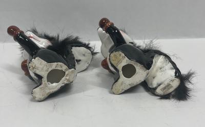 Rare Skunk Figurines De Lee California Pottery Walt Disney Flower friend of Bambi 1940’s Enesco Boxing Skunks