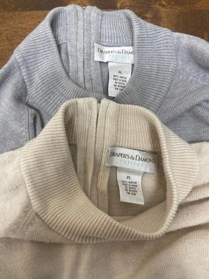 LOT OF 2 Draper & Diamonds 100% acrylic Sweaters - Tan and Gray - size Petite Large PL