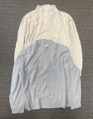 LOT OF 2 Draper & Diamonds 100% acrylic Sweaters - Tan and Gray - size Petite Large PL