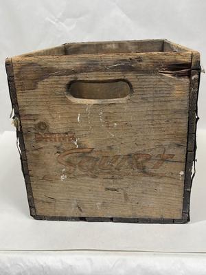 Vintage Rustic Wooden Crate Squirt Soda Pop Box Advertising Bottling Co.
