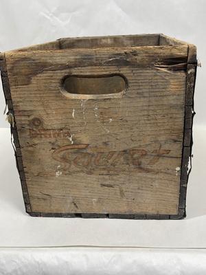 Vintage Rustic Wooden Crate Squirt Soda Pop Box Advertising Bottling Co.
