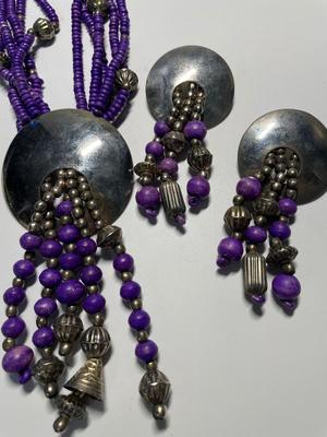 Purple necklace & earrings set