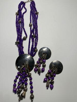 Purple necklace & earrings set