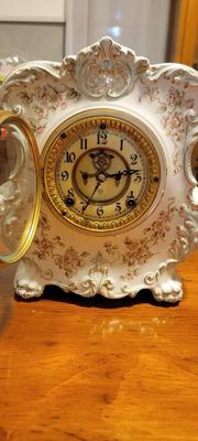 Vintage Waterbury Porcelain Mantle Clock