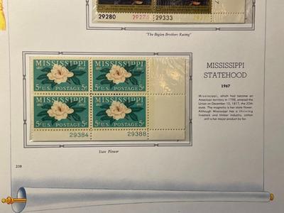 Thomas Eakins & Mississippi Statehood 1967 Mint Condition US Stamp Plate Blocks Page as Pictured. Only One $5 Shipping Charge for 1...