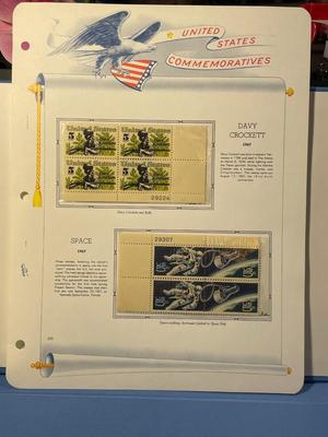 Davy Crockett & Space 1967 Mint Condition US Stamp Plate Blocks Page as Pictured. Only One $5 Shipping Charge for 1 or 100 Pages Won.