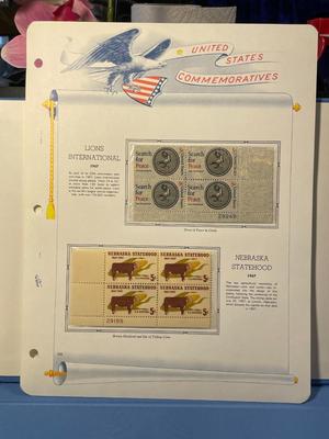 Lions International & Nebraska Statehood 1967 Mint Condition US Stamp Plate Blocks Page as Pictured. Only One $5 Shipping Charge for...