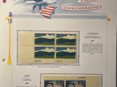 Canada Centennial & Erie Canal 1967 Mint Condition US Stamp Plate Blocks Page as Pictured. Only One $5 Shipping Charge for 1 or 100...