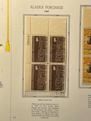 Alaska Purchase & National Grange 1967 Mint Condition US Stamp Plate Blocks Page as Pictured. Only One $5 Shipping Charge for 1 or...