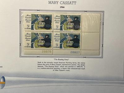 Christmas & Mary Cassatt 1966 Mint Condition US Stamp Plate Blocks Page as Pictured. Only One $5 Shipping Charge for 1 or 100 Pages Won.