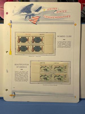 Women's Club & Beautification of America 1966 Mint Condition US Stamp Plate Blocks Page as Pictured. Only One $5 Shipping Charge...