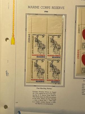 Marine Corps Reserves & Johnny Appleseed 1966 Mint Condition US Stamp Plate Blocks Page as Pictured. Only One $5 Shipping Charge for...