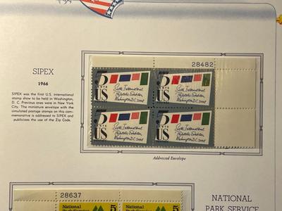 SIPEX & National Park Service 1966 Mint Condition US Stamp Plate Blocks Page as Pictured. Only One $5 Shipping Charge for 1 or 100...