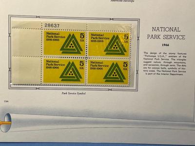 SIPEX & National Park Service 1966 Mint Condition US Stamp Plate Blocks Page as Pictured. Only One $5 Shipping Charge for 1 or 100...
