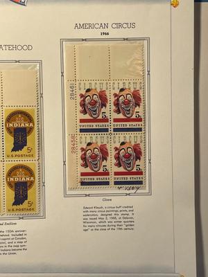 Indiana Statehood & American Circus 1966 Mint Condition US Stamp Plate Blocks Page as Pictured. Only One $5 Shipping Charge for 1 or...