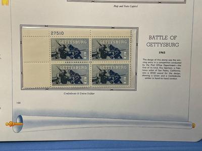 West Virginia Statehood & Battle of Gettysburg 1963 Mint Condition US Stamp Plate Blocks Page as Pictured. Only One $5 Shipping...