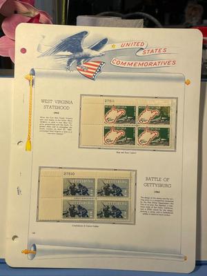 West Virginia Statehood & Battle of Gettysburg 1963 Mint Condition US Stamp Plate Blocks Page as Pictured. Only One $5 Shipping...