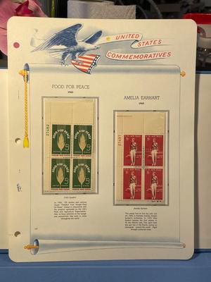 Food for Peace & Amelia Earhart 1963 Mint Condition US Stamp Plate Blocks Page as Pictured. Only One $5 Shipping Charge for 1 or 100...