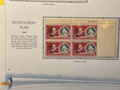 Carolina Charter & Montgomery Blair 1963 Mint Condition US Stamp Plate Blocks Page as Pictured. Only One $5 Shipping Charge for 1 or...