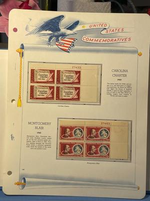 Carolina Charter & Montgomery Blair 1963 Mint Condition US Stamp Plate Blocks Page as Pictured. Only One $5 Shipping Charge for 1 or...