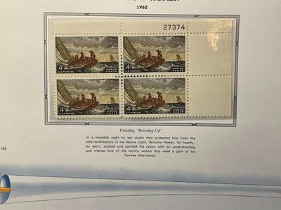 Christmas & Winslow Homer 1962 Mint Condition US Stamp Plate Blocks Page as Pictured. Only One $5 Shipping Charge for 1 or 100 Pages...