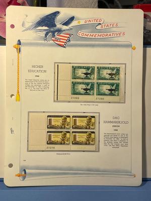 Higher Education & Dag Hammarskjold 1962 Mint Condition US Stamp Plate Blocks Page as Pictured. Only One $5 Shipping Charge for 1 or...