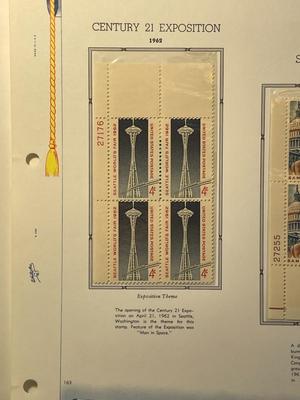 Century 21 Exposition & Sam Rayburn 1962 Mint Condition US Stamp Plate Blocks Page as Pictured. Only One $5 Shipping Charge for 1 or...
