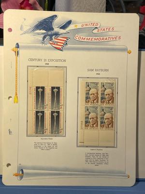 Century 21 Exposition & Sam Rayburn 1962 Mint Condition US Stamp Plate Blocks Page as Pictured. Only One $5 Shipping Charge for 1 or...