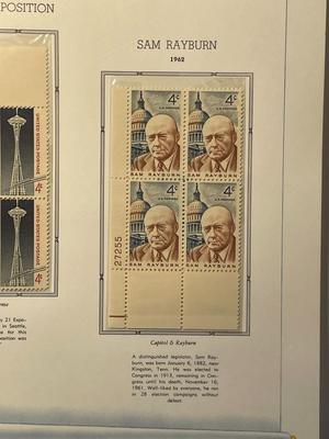 Century 21 Exposition & Sam Rayburn 1962 Mint Condition US Stamp Plate Blocks Page as Pictured. Only One $5 Shipping Charge for 1 or...