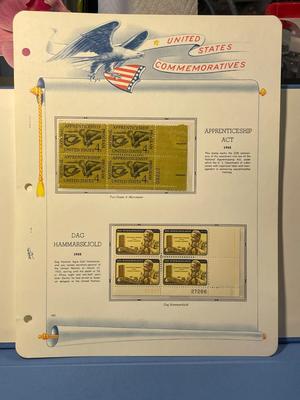 Apprenticeship Act & Dag Hammarskjold 1962 Mint Condition US Stamp Plate Blocks Page as Pictured. Only One $5 Shipping Charge for 1...