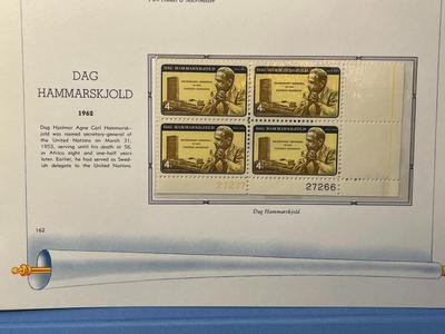 Apprenticeship Act & Dag Hammarskjold 1962 Mint Condition US Stamp Plate Blocks Page as Pictured. Only One $5 Shipping Charge for 1...