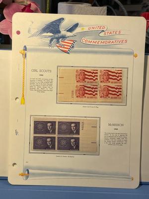 Girl Scouts & McMahon 1962 Mint Condition US Stamp Plate Blocks Page as Pictured. Only One $5 Shipping Charge for 1 or 100 Pages Won.
