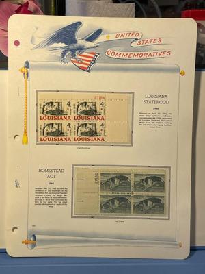 Louisiana Statehood & Homestead Act 1962 Mint Condition US Stamp Plate Blocks Page as Pictured. Only One $5 Shipping Charge for 1 or...