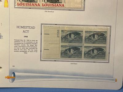 Louisiana Statehood & Homestead Act 1962 Mint Condition US Stamp Plate Blocks Page as Pictured. Only One $5 Shipping Charge for 1 or...
