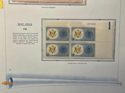 Battle of Shiloh & Malaria 1962 Mint Condition US Stamp Plate Blocks Page as Pictured. Only One $5 Shipping Charge for 1 or 100 Pages...