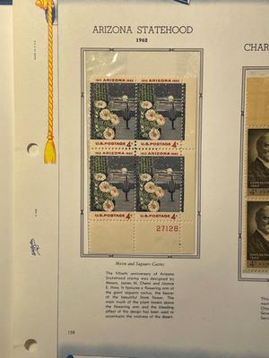 Arizona Statehood & Charles Evan Hughes 1962 Mint Condition US Stamp Plate Blocks Page as Pictured. Only One $5 Shipping Charge for 1...