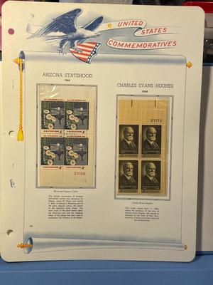 Arizona Statehood & Charles Evan Hughes 1962 Mint Condition US Stamp Plate Blocks Page as Pictured. Only One $5 Shipping Charge for 1...