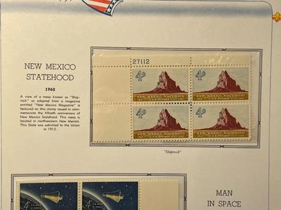 New Mexico Statehood & Man in Space 1962 Mint Condition US Stamp Plate Blocks Page as Pictured. Only One $5 Shipping Charge for 1 or...